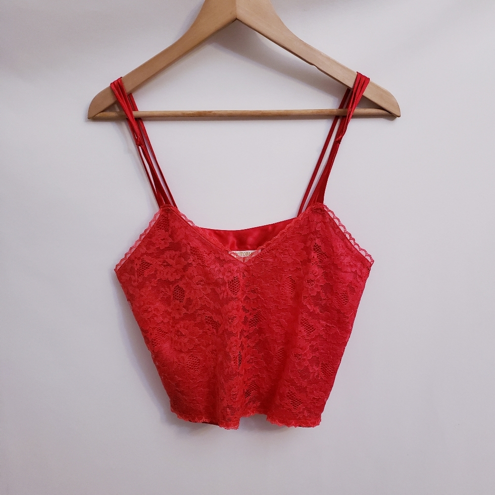 Victoria's Secret VINTAGE Red Lace Tank Top